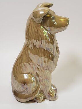 Vintage Ceramic Hand Painted Sitting Collie Sheltie Dog 7.5" Figurine